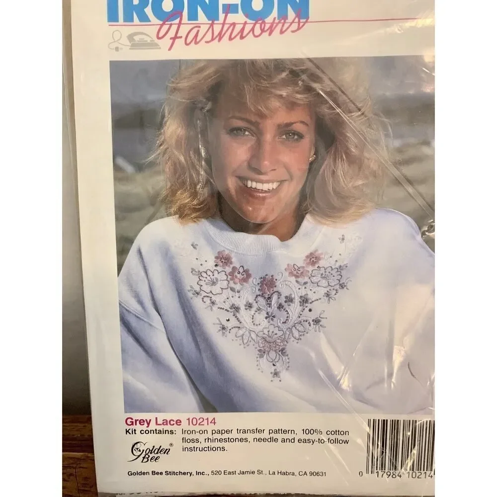 Iron-On to Stitch SET 2 Hearts 10214 Grey Lace 10206 Flora 10203 CrossStitch KIT